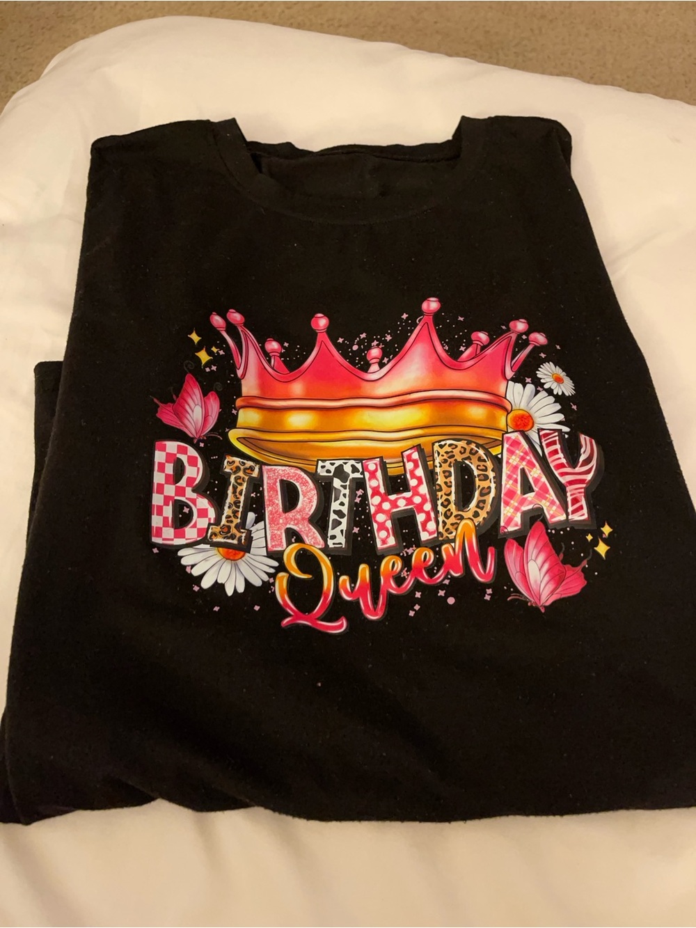 Birthday Queen Graphic Tee for Adults - Black